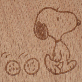Snoopy Clear Vinyl Stamp On Wood Block - Chocolate Chip Cookies Following Snoopy RARE! - snoopn4pnuts.com