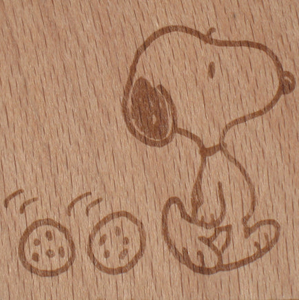 Snoopy Clear Vinyl Stamp On Wood Block - Chocolate Chip Cookies Following Snoopy RARE! - snoopn4pnuts.com