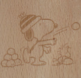 Snoopy Clear Vinyl Stamp On Wood Block - Snowball Fight  RARE!