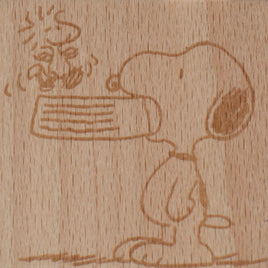 Snoopy Clear Vinyl Stamp On Wood Block - Feeding Time RARE! - snoopn4pnuts.com