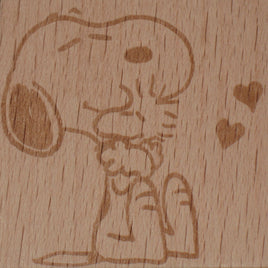 Snoopy Clear Vinyl Stamp On Wood Block - Hugs For Woodstock RARE! - snoopn4pnuts.com
