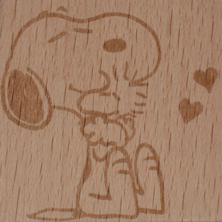 Snoopy Clear Vinyl Stamp On Wood Block - Hugs For Woodstock RARE! - snoopn4pnuts.com