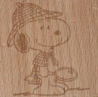 Snoopy Clear Vinyl Stamp On Wood Block - Detective Snoopy  RARE!