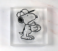 Peanuts Clear Vinyl Stamp On Thick Acrylic Block - Snoopy Baseball - snoopn4pnuts.com