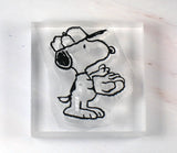 Peanuts Clear Vinyl Stamp On Thick Acrylic Block - Snoopy Baseball