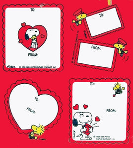 Snoopy Vintage Valentine Gift Tag Stickers (Single Sheet) - snoopn4pnuts.com