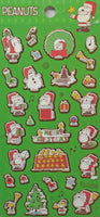 Snoopy Christmas Sticker Set With Gold Metallic Borders  (Shiny Gold Borders!)
