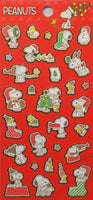 Snoopy Christmas Sticker Set With Gold Metallic Borders  (Shiny Gold Borders!)