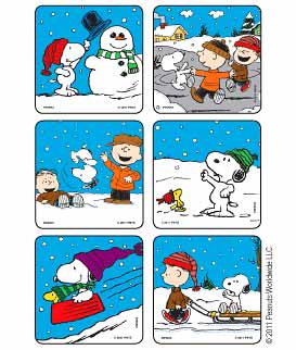 Peanuts Winter Snow 6 - Piece Sticker Set - snoopn4pnuts.com