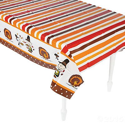 Peanuts Thanksgiving Reusable Plastic Table Cover - snoopn4pnuts.com