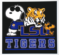 Snoopy College Football Indoor/Outdoor Waterproof Vinyl Decal - LSU (Louisiana State Univ.) Tigers