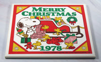 1978 Peanuts Vintage Stoneware Collector Tile - snoopn4pnuts.com