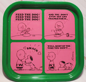 1969 Charlie Brown Vintage 4-Panel Metal Serving Tray (Good Condition)