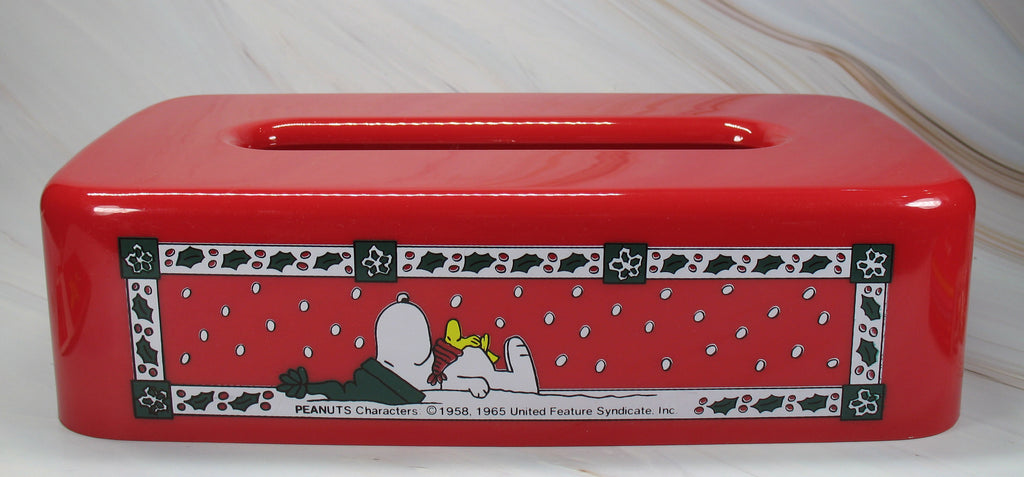 Snoopy Melamine Christmas Holiday Tissue Box Cover (Near Mint)
