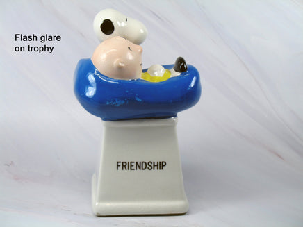 Charlie Brown and Snoopy Vintage Ceramic Trophy - Friendship (Uneven Paint Finish/NOT Scratched) - snoopn4pnuts.com