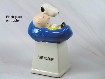 Charlie Brown and Snoopy Vintage Ceramic Trophy - Friendship (Uneven Paint Finish/NOT Scratched) - snoopn4pnuts.com
