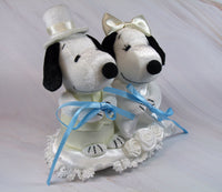 Belle Bride and Snoopy Groom Plush Doll Set - Perfect Cake Topper!  RARE!