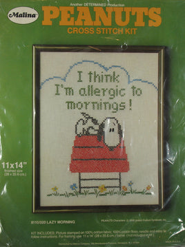 Snoopy Vintage Linen Counted Cross Stitch Kit - Lazy Morning - snoopn4pnuts.com
