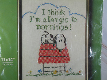 Snoopy Vintage Linen Counted Cross Stitch Kit - Lazy Morning - snoopn4pnuts.com