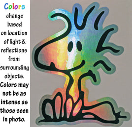 Woodstock Indoor/Outdoor Die - Cut Vinyl HOLOGRAPHIC Decal (Solid Fill - Full Color) - Colors Change With Light Direction and Intensity - snoopn4pnuts.com