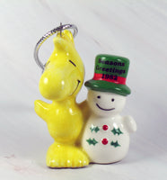 1982 Woodstock and Snowman Christmas Ornament - snoopn4pnuts.com