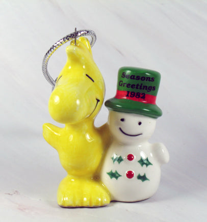 1982 Woodstock and Snowman Christmas Ornament - snoopn4pnuts.com