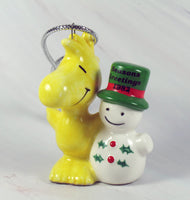 1982 Woodstock and Snowman Christmas Ornament - snoopn4pnuts.com