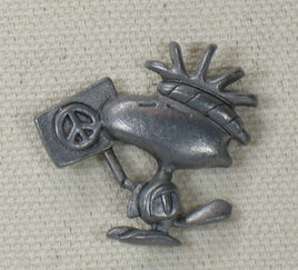 Woodstock Solid Pewter Pin - Peace - snoopn4pnuts.com