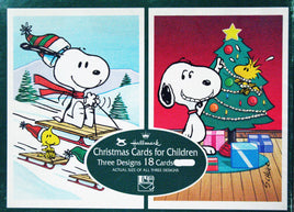 Snoopy Vintage Blank Christmas Cards Boxed Set (18) - New But Near Mint (Minor Discoloration of Envelopes and Back of Top Card Only)