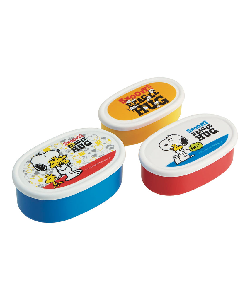 Peanuts 3-Piece Nesting Storage Container Set (Great For Lunch Boxes/Bags!) - Snoopy Beagle Hug