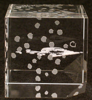 Snoopy Santa Engraved Leaded Crystal Cube - Rare!