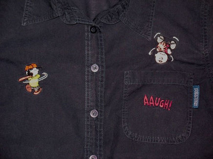 Peanuts Short-Sleeve Button-Down Embroidered Shirt