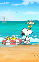 Peanuts Double-Sided Flag - Beach Fun
