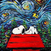 Peanuts Double - Sided Flag - Snoopy Starry Night - snoopn4pnuts.com