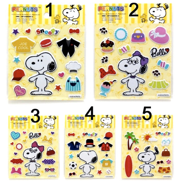 Snoopy and Belle Puffy Dress-Up Stickers - Great For Scrapbooking