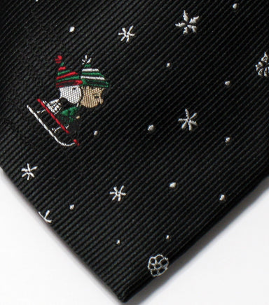 Peanuts Dual - Color Christmas Neck Tie - Linus and Snoopy Sledding - snoopn4pnuts.com