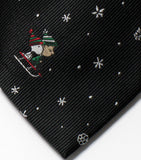 Peanuts Dual-Color Christmas Neck Tie - Linus and Snoopy Sledding