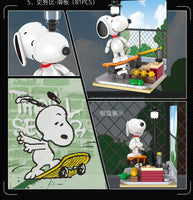 Snoopy Lego Blocks-Style Figurine Display - Skateboarder
