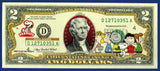 Peanuts $2 Colorized Bill - Legal Tender