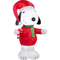 Snoopy Holding Candy Cane Lighted Inflatable - 5 Feet High!