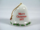 1977 Peanuts Porcelain Christmas Bell Ornament - Candlelight