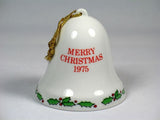 Mid-1970's Peanuts Porcelain Christmas Bell Ornament - Merry Christmas