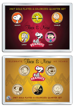 Peanuts 60Th Anniversary 24K Gold Plated And Colorized 5-Piece Quarter Coin Set