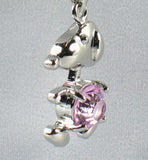 Snoopy Silver Plated Pendant With Pink Rhinestone