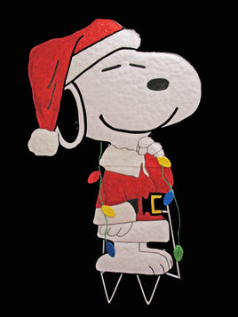 Snoopy Santa Hammered Metal Christmas Yard Art Decor - snoopn4pnuts.com