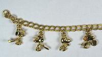 Snoopy Sports 3-D Gold-Tone Charm Bracelet