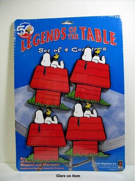 Snoopy On Doghouse Laser-Cut Wood Coaster Set