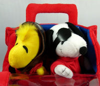 Snoopy's Doghouse With Carrying Handles & Joe Cool And Aviator Woodstock Doll Set