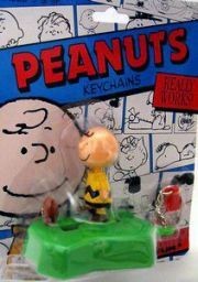 Basic Fun Key Chain With Moving Parts - CHARLIE BROWN KICKS FOOTBALL