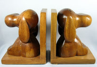 Snoopy Hand Carved Wood Bookends - Made In Philippines (Nice To Display As Figurines!)